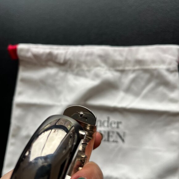 NWT Alexander McQueen Bangle Bracelet Silver Oversized Cuff - Picture 6 of 9